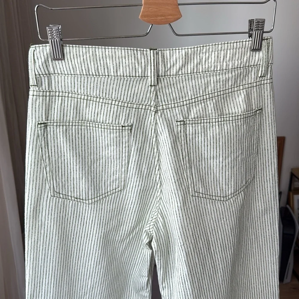 ZARA High-Rise White & Green Striped Pants, Size EUR 36 / US 4 - Picture 5 of 9